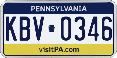 PA license plate KBV0346