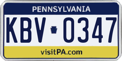 PA license plate KBV0347