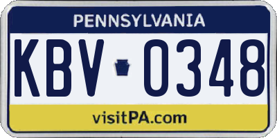 PA license plate KBV0348