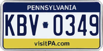 PA license plate KBV0349