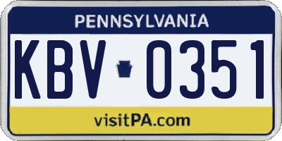 PA license plate KBV0351