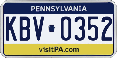 PA license plate KBV0352