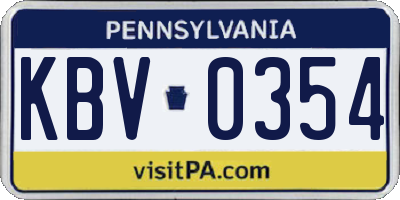 PA license plate KBV0354