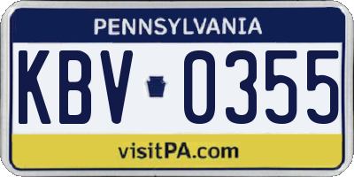 PA license plate KBV0355