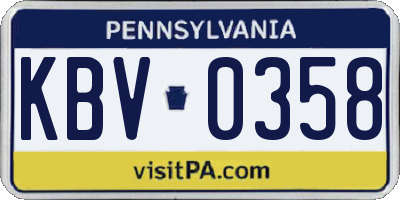PA license plate KBV0358