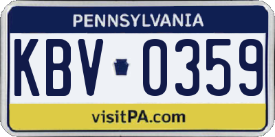 PA license plate KBV0359