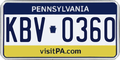 PA license plate KBV0360
