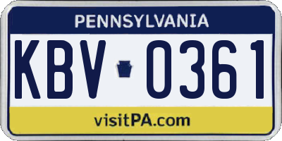 PA license plate KBV0361