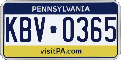 PA license plate KBV0365