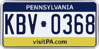 PA license plate KBV0368