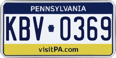 PA license plate KBV0369