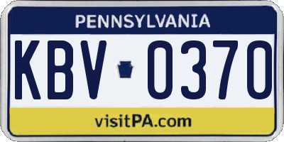 PA license plate KBV0370
