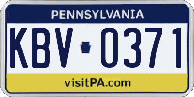 PA license plate KBV0371