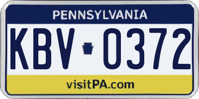 PA license plate KBV0372