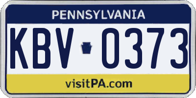 PA license plate KBV0373