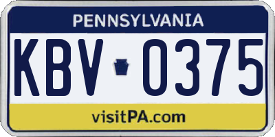 PA license plate KBV0375