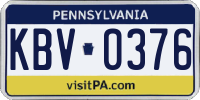 PA license plate KBV0376