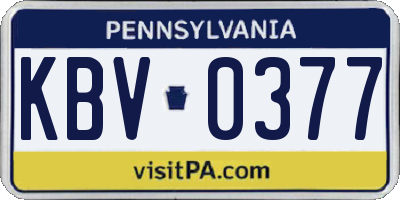 PA license plate KBV0377