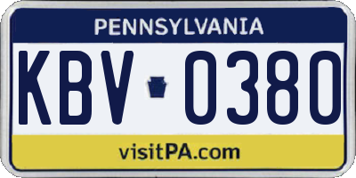 PA license plate KBV0380