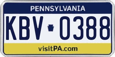 PA license plate KBV0388