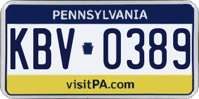 PA license plate KBV0389