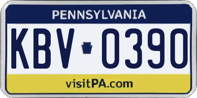 PA license plate KBV0390