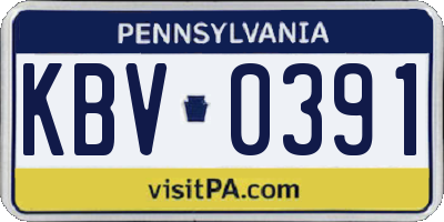 PA license plate KBV0391