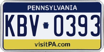 PA license plate KBV0393
