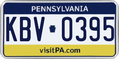 PA license plate KBV0395
