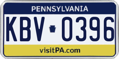 PA license plate KBV0396