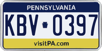 PA license plate KBV0397