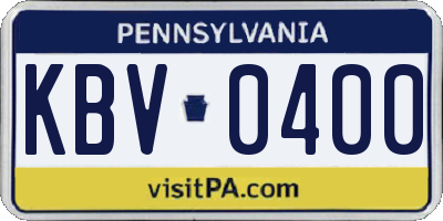 PA license plate KBV0400
