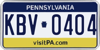 PA license plate KBV0404