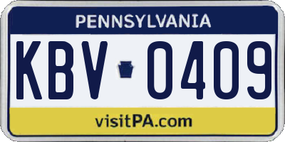 PA license plate KBV0409