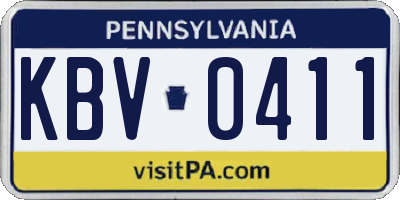 PA license plate KBV0411