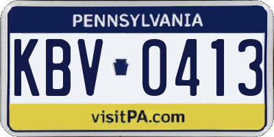 PA license plate KBV0413