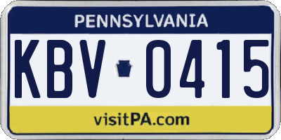 PA license plate KBV0415