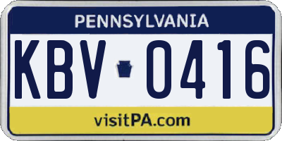 PA license plate KBV0416