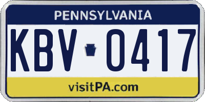 PA license plate KBV0417