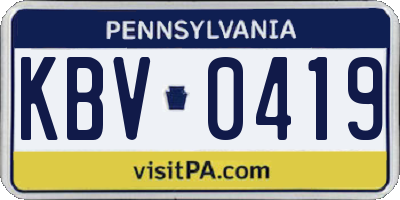 PA license plate KBV0419