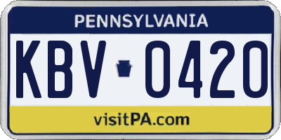 PA license plate KBV0420