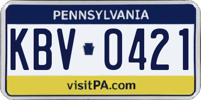 PA license plate KBV0421