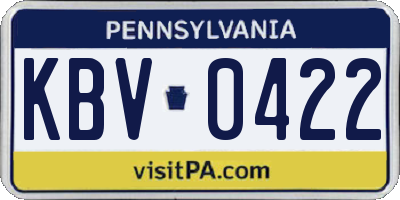 PA license plate KBV0422