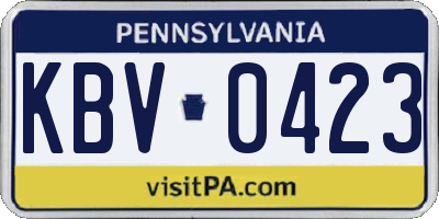 PA license plate KBV0423