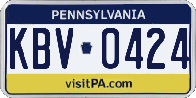 PA license plate KBV0424