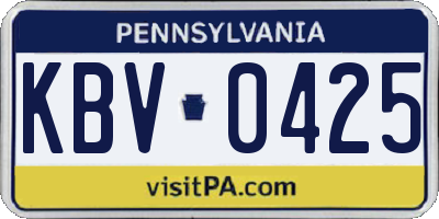PA license plate KBV0425
