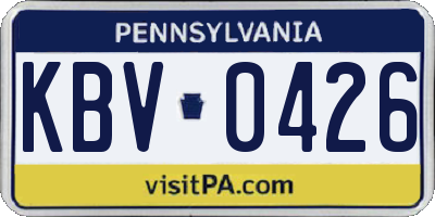 PA license plate KBV0426