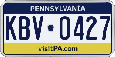 PA license plate KBV0427