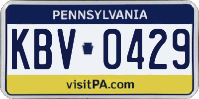 PA license plate KBV0429