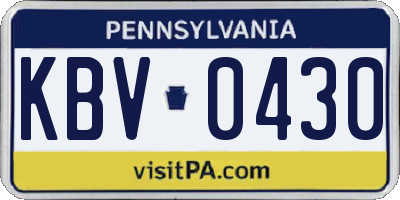 PA license plate KBV0430